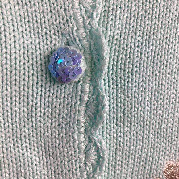 NWT So Forth Cardigan Womens Sz M Blue Green Aqua Linen Floral Beaded Sweater - Picture 5 of 11